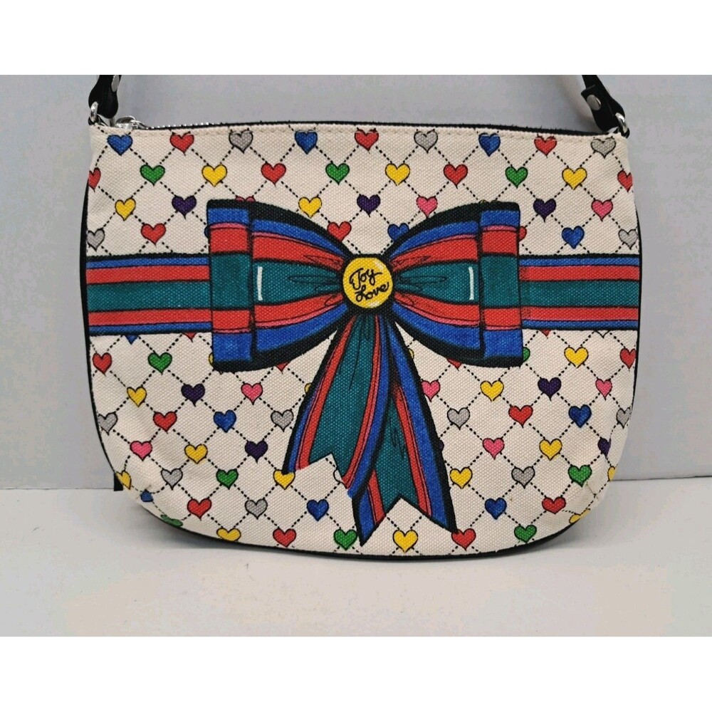 Brighton Crossbody Handbag Love & Joy Canvas Multicolor Bag Zip - Picture 2 of 6